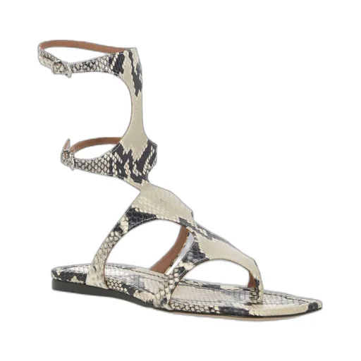 Uma Embossed Flat Sandals