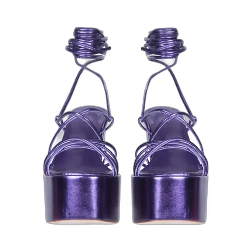 Lace-Up Block-Heeled Sandals