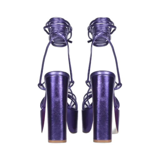 Lace-Up Block-Heeled Sandals