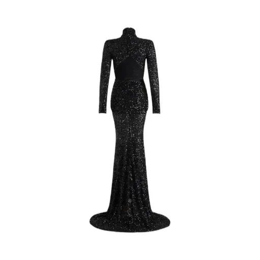 Sequinned High-Neck Maxi Dress