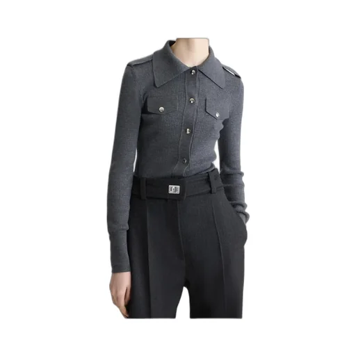 Ribbed Collared Cardigan