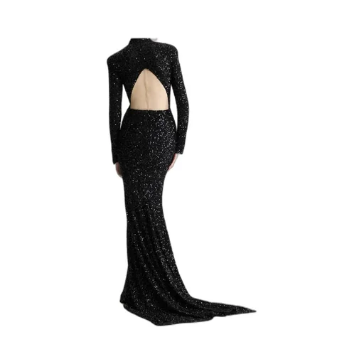 Sequinned High-Neck Maxi Dress