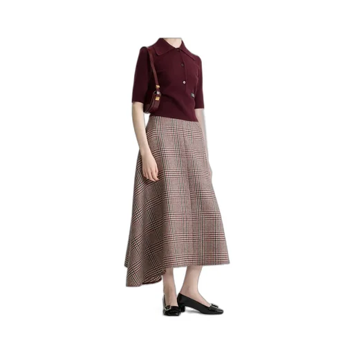 Checkered Asymmetrical Midi Skirt