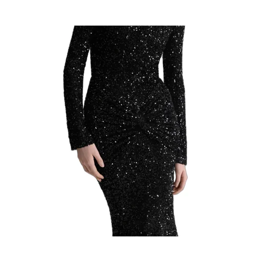 Sequinned High-Neck Maxi Dress
