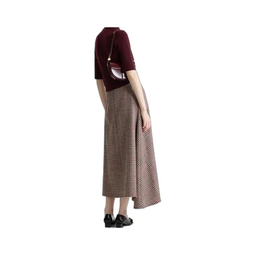 Checkered Asymmetrical Midi Skirt