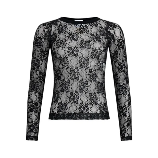 Lace-Floral Long-Sleeve Top