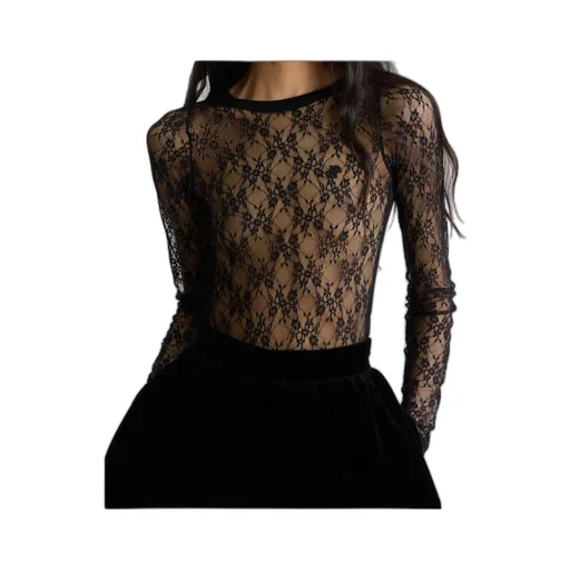 Lace-Floral Long-Sleeve Top