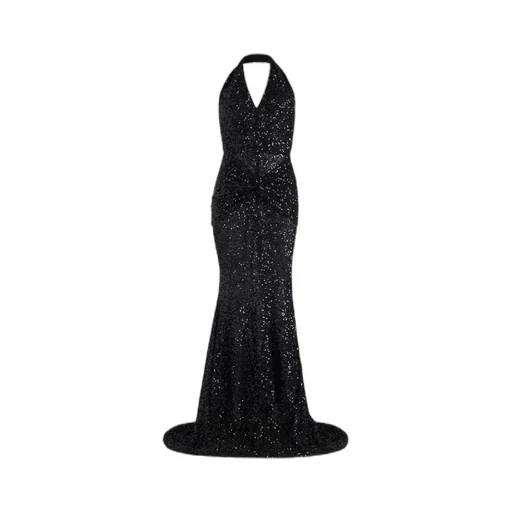 Sequinned Halterneck Maxi Dress