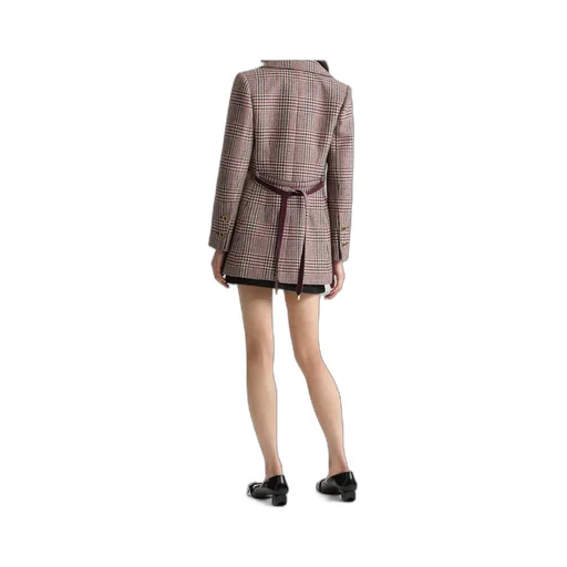 Checked Belted Blazer