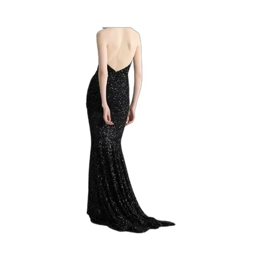 Sequinned Halterneck Maxi Dress
