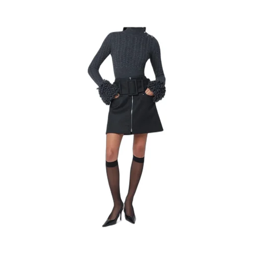 Cable-Knit Sweater With Faux Fur Tassels