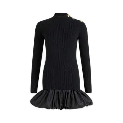 Ribbed Ruffle-Hem Mini Dress