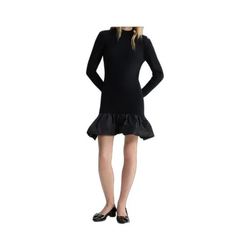 Ribbed Ruffle-Hem Mini Dress