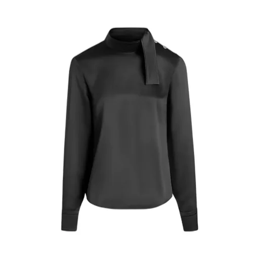 Scarf-Collar Button-Detail Blouse