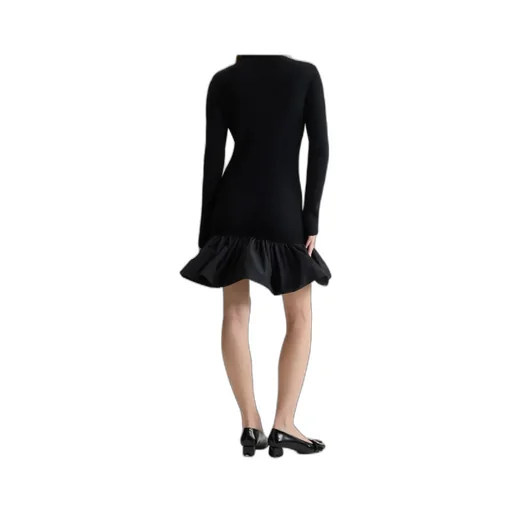 Ribbed Ruffle-Hem Mini Dress
