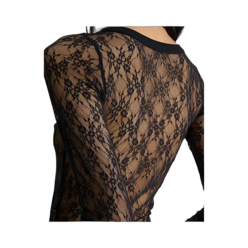 Lace-Floral Long-Sleeve Top