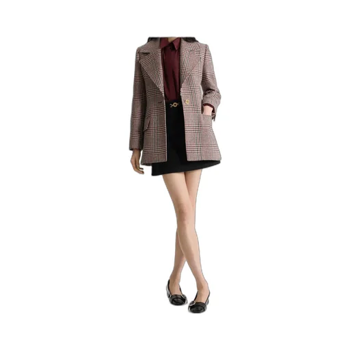 Checked Belted Blazer