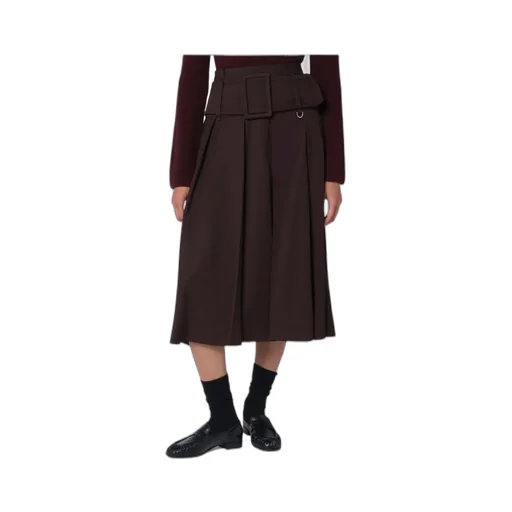 Wide Pleated Zipper Skirt