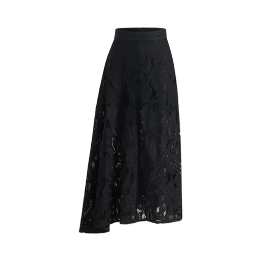 Asymmetric Lace Midi Skirt