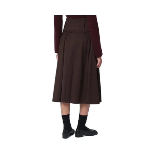Wide Pleated Zipper Skirt
