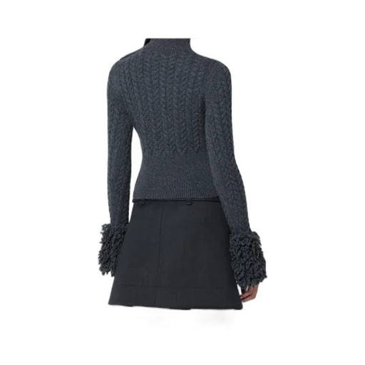Cable-Knit Sweater With Faux Fur Tassels