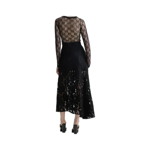 Asymmetric Lace Midi Skirt