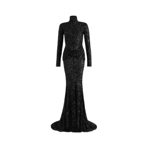 Sequinned High-Neck Maxi Dress