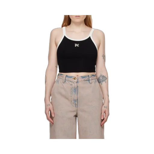 Pa Monogram Embroidered Cropped Tank Top