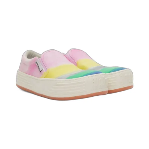 Gradient-Pattern Round-Toe Slip-On Sneakers
