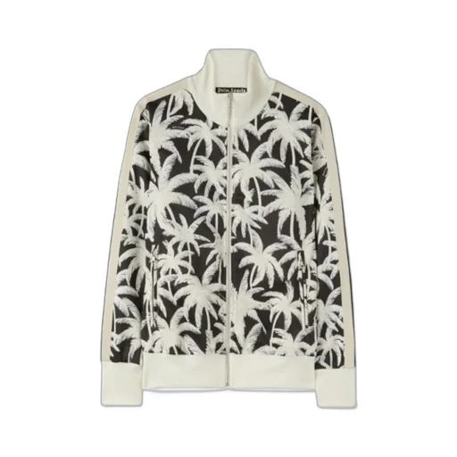 Palm-Printed Side Stripe Detailed Track Jacket