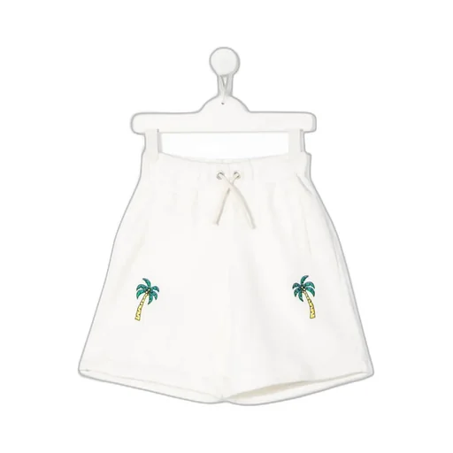 Embroidered Palm-Tree Drawstring Shorts