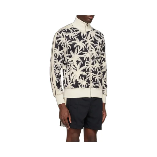 Palm-Printed Side Stripe Detailed Track Jacket