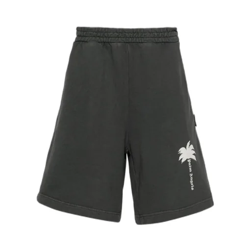 Palm Tree-Printed Elasticated Waist Track Shorts