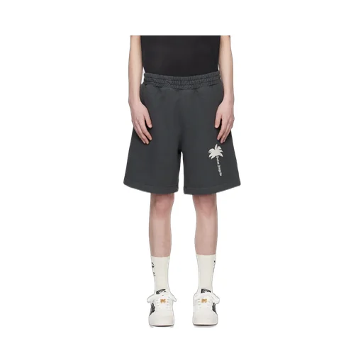 Palm Tree-Printed Elasticated Waist Track Shorts