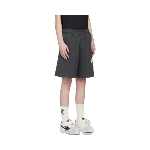 Palm Tree-Printed Elasticated Waist Track Shorts