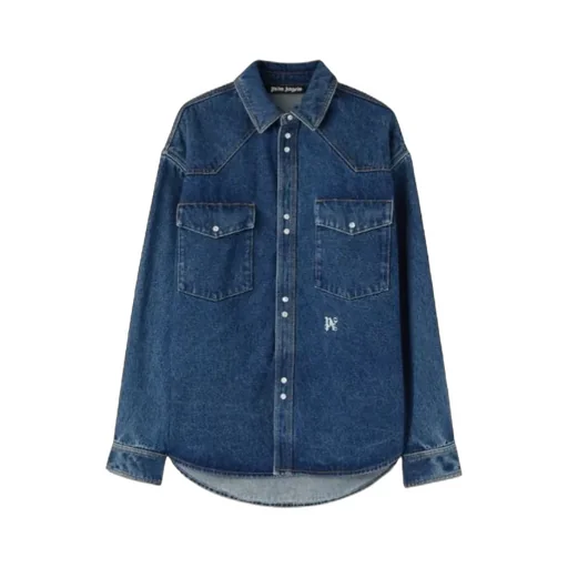 Logo-Embroidered Drop Shoulder Denim Shirt