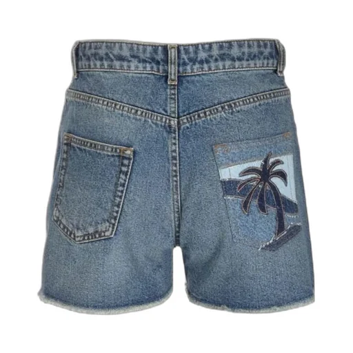 Embroidered Denim Shorts