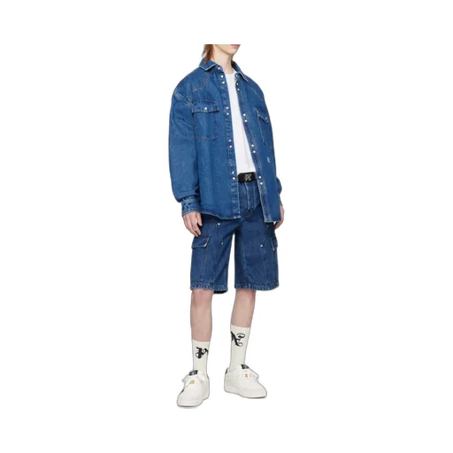 Logo-Embroidered Drop Shoulder Denim Shirt