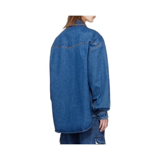 Logo-Embroidered Drop Shoulder Denim Shirt