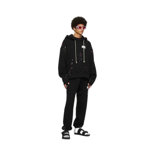 Palm-Printed Drawstring Hoodie