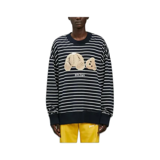 Bear Print Striped Sweatshirt