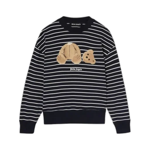 Bear Print Striped Sweatshirt