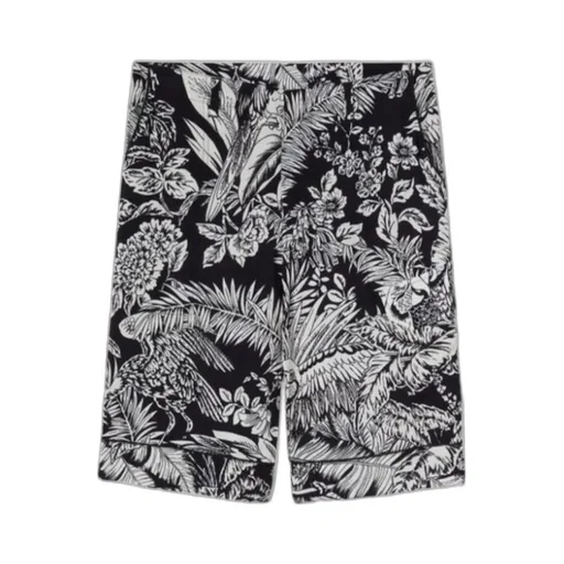 Parrot-Print Straight Leg Shorts