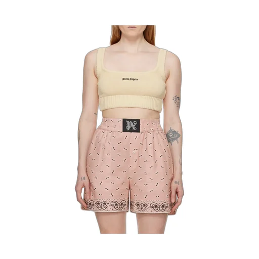 Logo Embroidered Cropped Knitted Tank Top