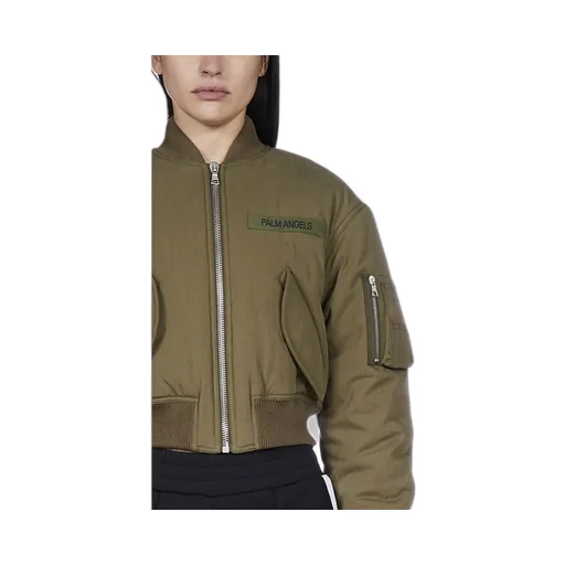 Cropped Logo-Patch Bomber Jacket