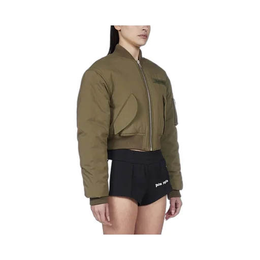 Cropped Logo-Patch Bomber Jacket