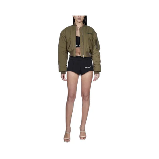 Cropped Logo-Patch Bomber Jacket