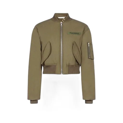 Cropped Logo-Patch Bomber Jacket