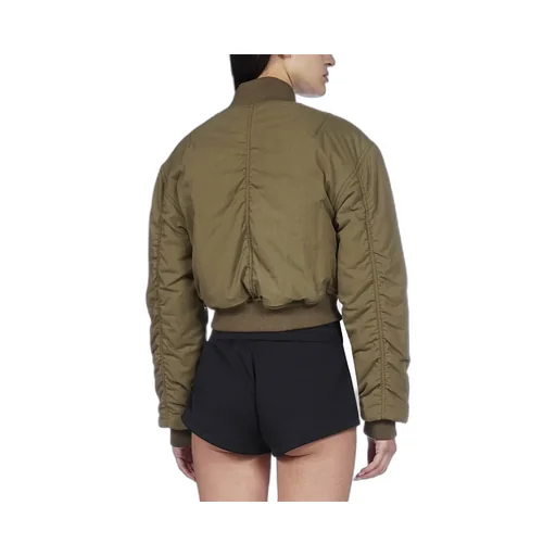 Cropped Logo-Patch Bomber Jacket