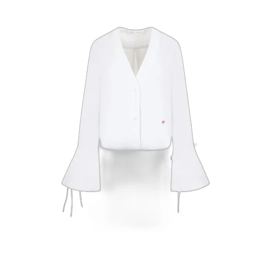 Logo Embroidered Flute-Sleeved Shirt